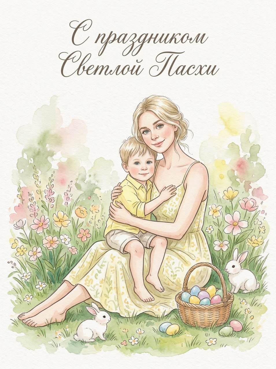 Сыном на лужайке
