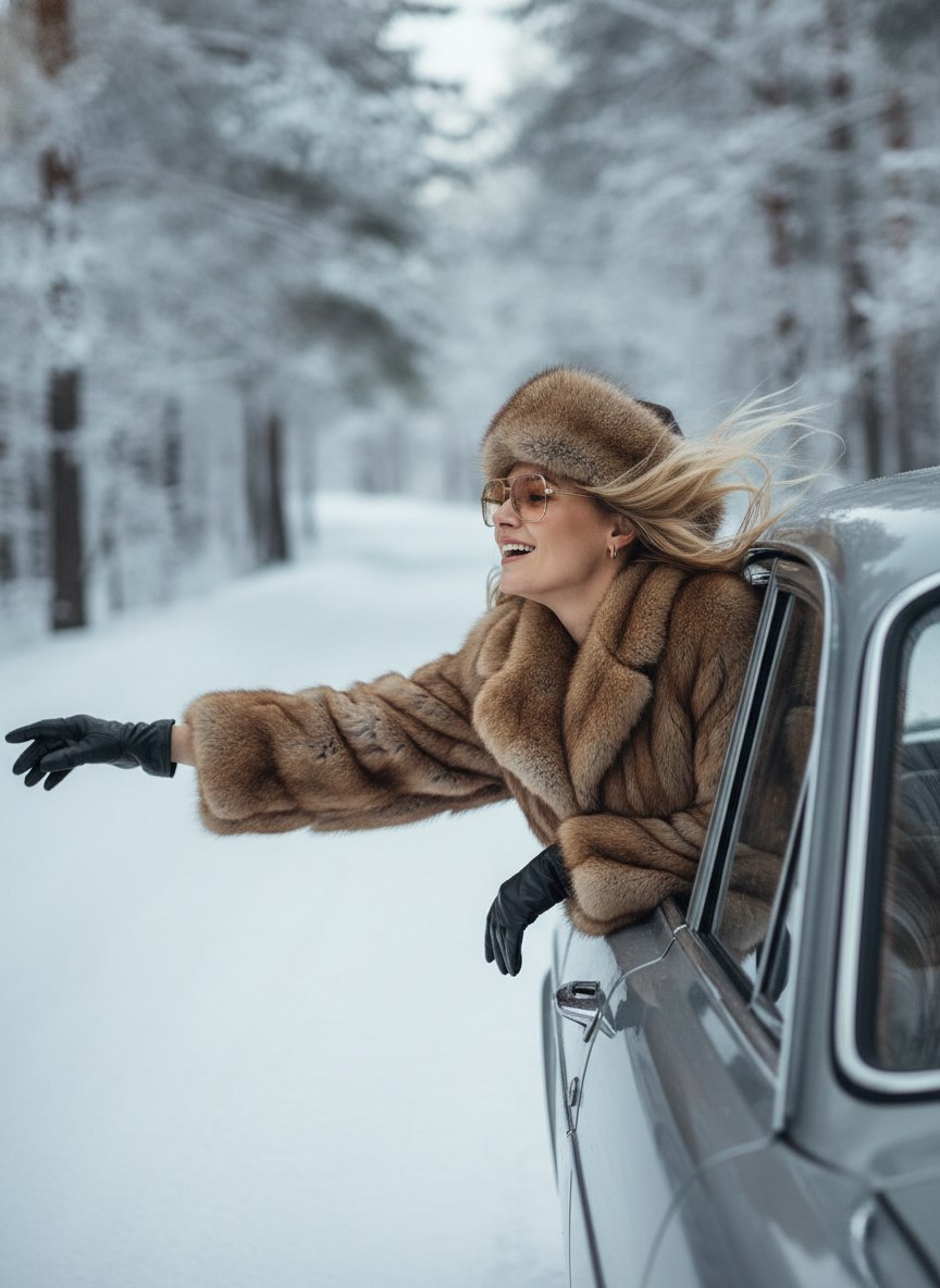 Динамичное фото в снежном лесу